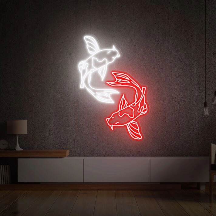 Brighten Your Space: Perfect for Home Decor, Offices, and Bars - Koi Fish Japanese Lover Gift Led Neon Sign Wall Decor