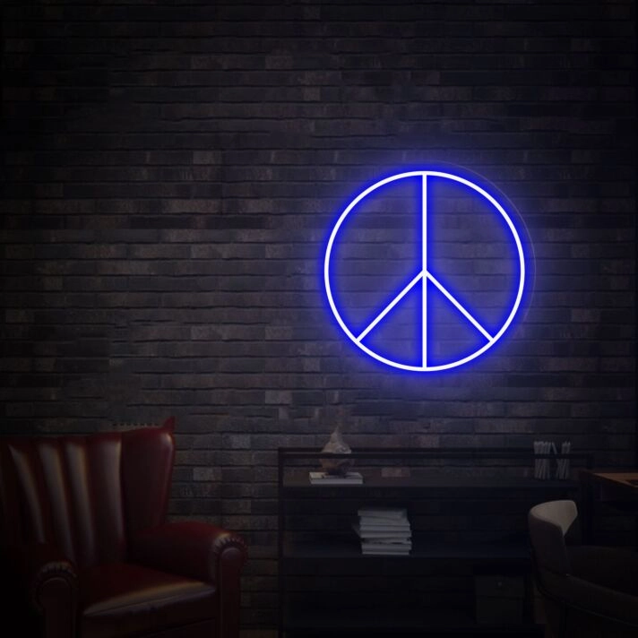 Brighten Your Space: Peace Symbol Led Neon Sign for Serene Home Decor, Office Vibes, and Chill Bar Atmospheres