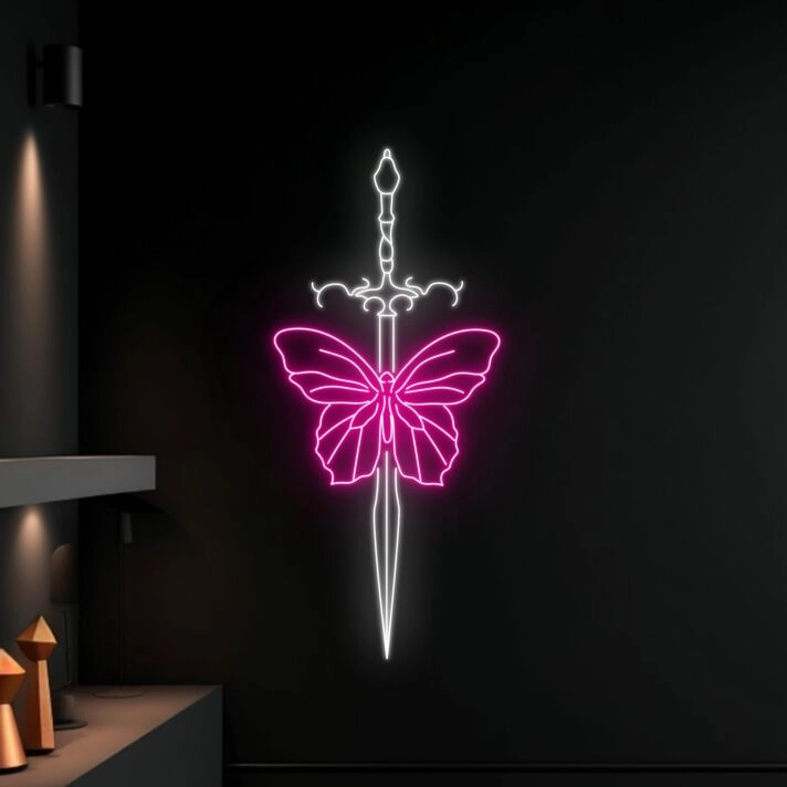 Add a Glow to Your Space: Butterfly And Sword Led Sign Animal Neon Light for Bars, Clubs, Home Decor, and Celebratory Events.