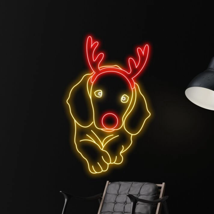 Dress Up Your Festive Celebrations and Spaces: From Home to Office and Storefronts, with the Dachshund Christmas LED Sign Neon Light Decor.