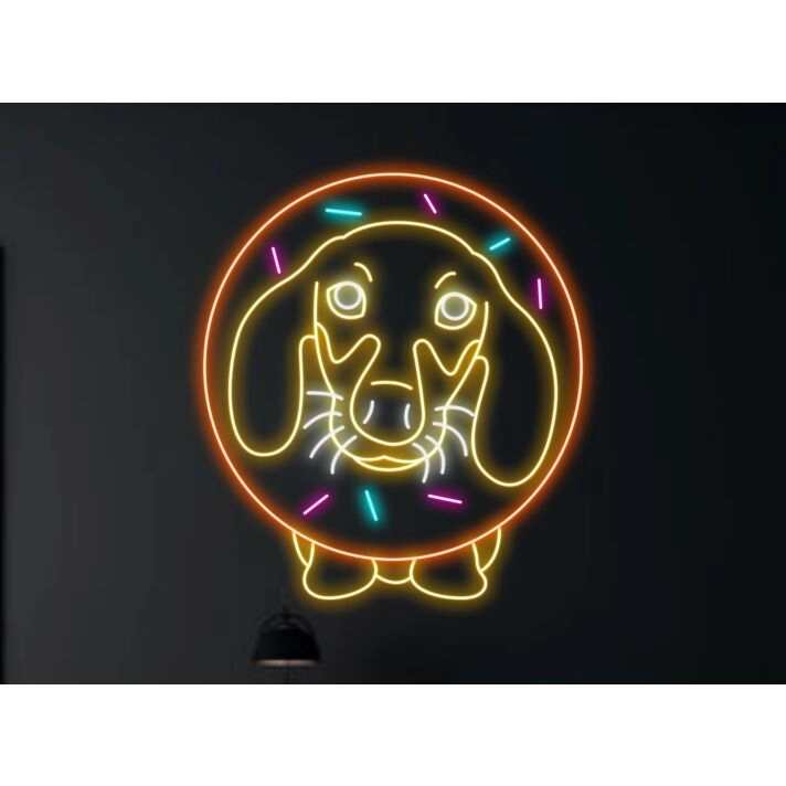 Brighten Up Your Bakery, Home, or Pet-Friendly Cafe with Dachshund Donut Bakery LED Sign Dachshund Neon Light Decor.
