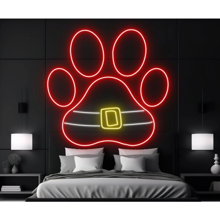 Bring Festive Joy to Your Home or Office with the Dog Paw Christmas Belt LED Neon Sign – Perfect for Holiday Decor and Celebrations