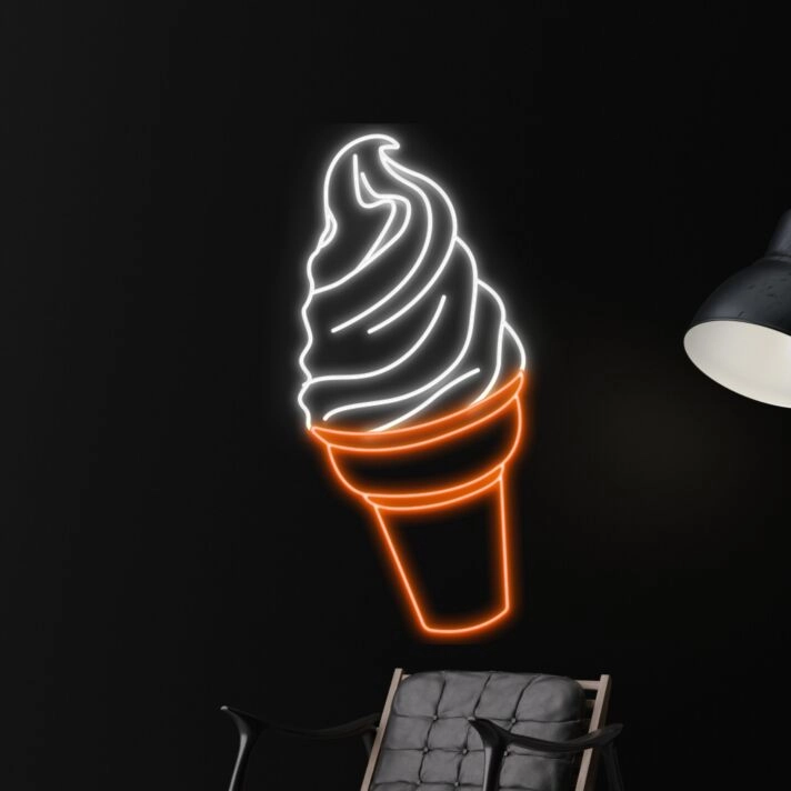Brighten Up Your Space: Ice Cream Neon LED Light Cream Coffee Shop Decor for Bar, Home, and Celebrations