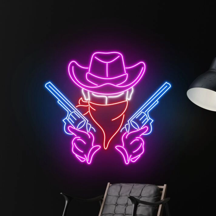 Man Cowboy Shooting Led Neon Sign Christmas Decor