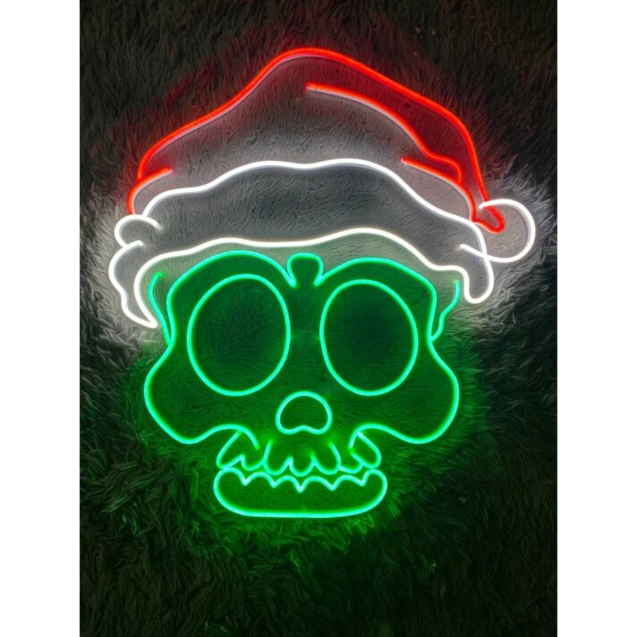 Skull Head Christmas Hat Custom Merry Christmas Neon Light Christmas Decor