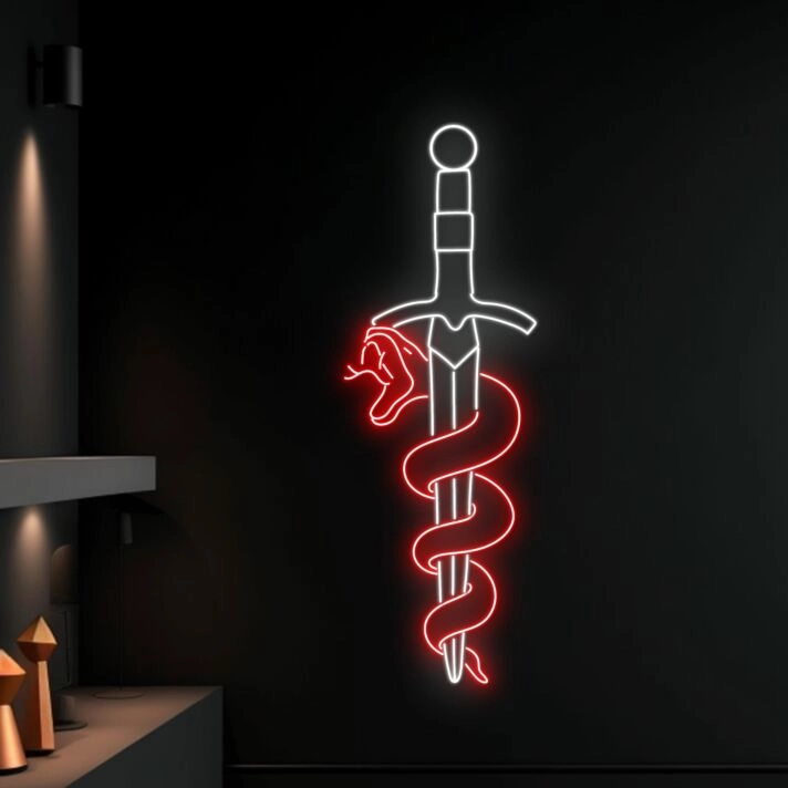 Snake Wrapping Around Sword Led Neon Sign Christmas Decor
