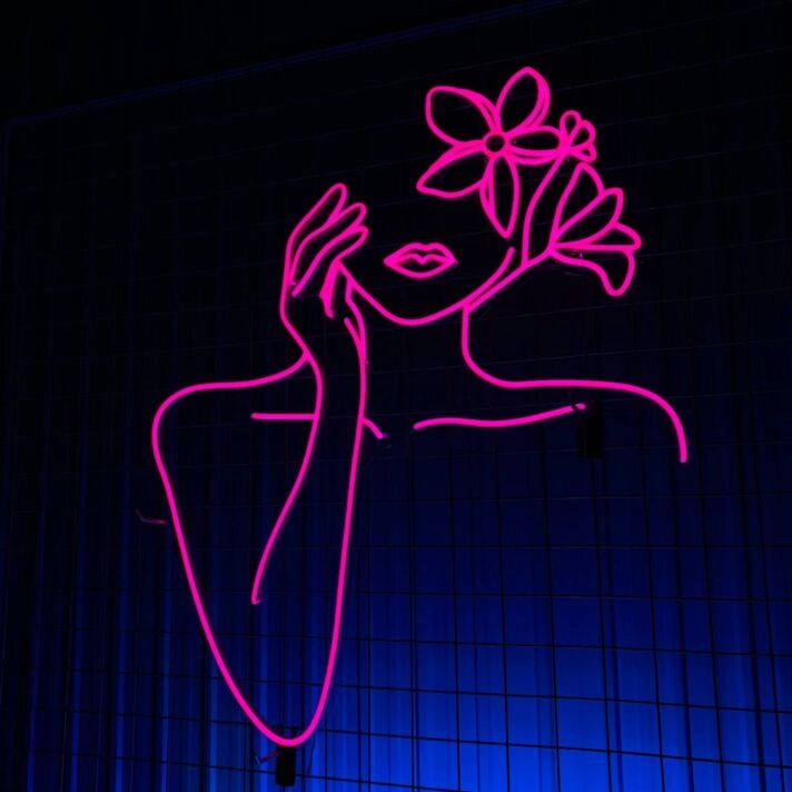Woman Girl Flower Neon Led Light Womanr Bar Hanging Led Neon Sign Light Bar