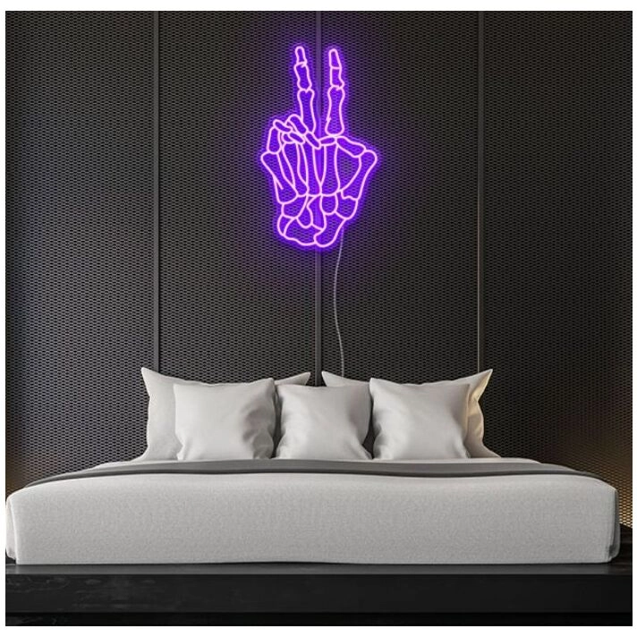 Peace Skull hand neon sign