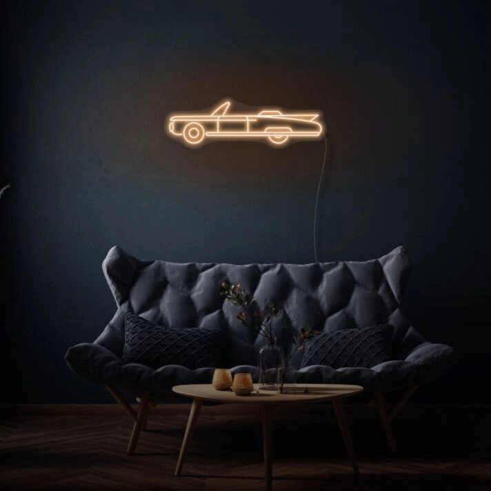 Retro Car Neon Display Vintage Automotive Glory
