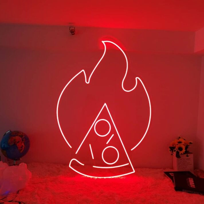 Scorching Pizza Neon Masterpiece Delicious and Inviting