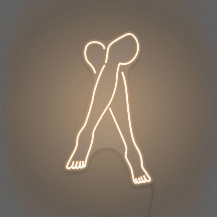 Crossed Legs Neon Elegant and Relaxed Posture