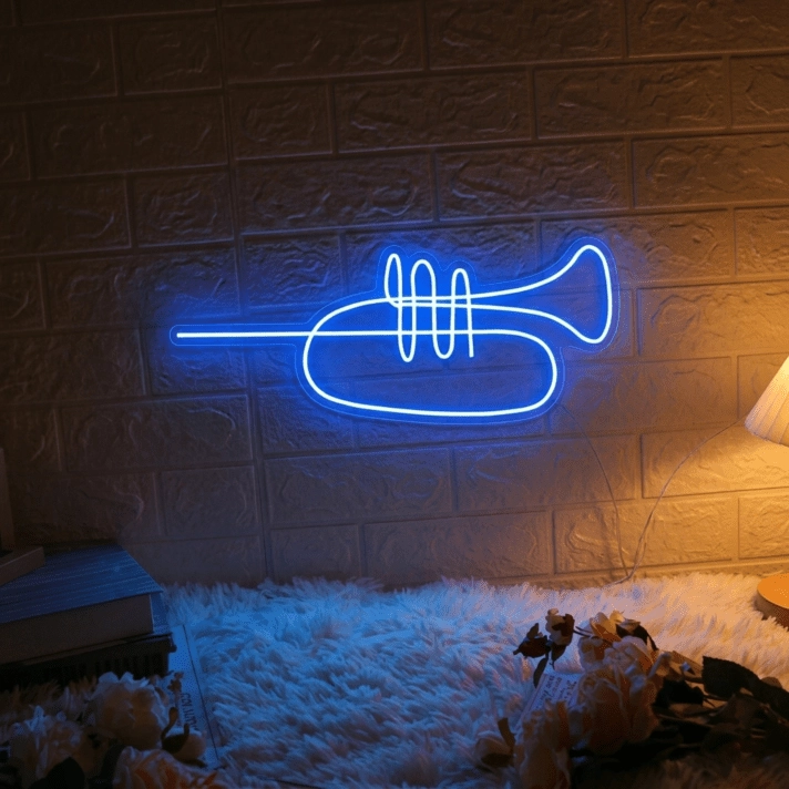 Trumpet Line Art Neon Sign for Music Lovers and Artistic Decor