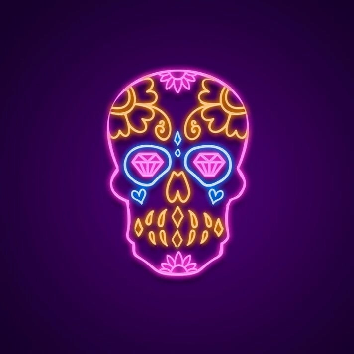 Sugar Skull Neon Sign for Festive and Whimsical Decor