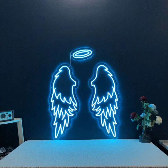Angel With Halo And Wings Neon Sign for Spiritual and Peaceful Spaces
