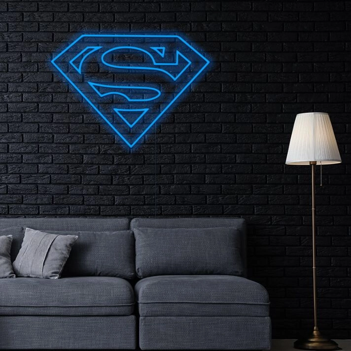 Superman Neon Sign for Superhero Fans and Themed Decor