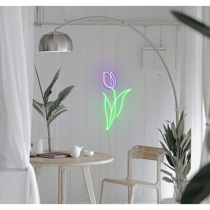 Purple Tulip Neon Sign for Floral and Elegant Decor