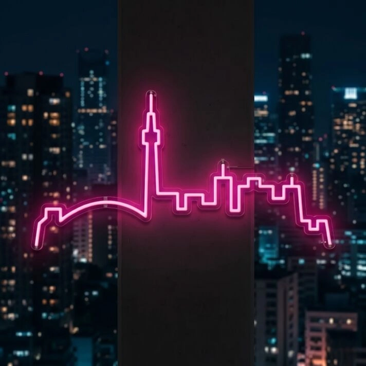 Toronto Skyline Neon Sign for City and Cultural Decor