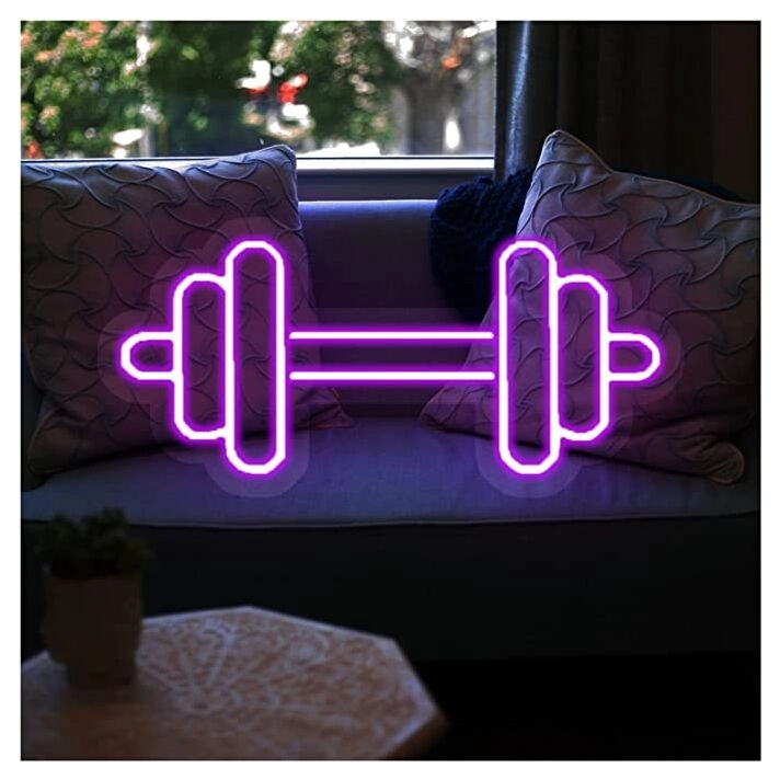 Gym Neon Sign Dumbbell Neon Light Wall Art Decor for Fitness Spaces