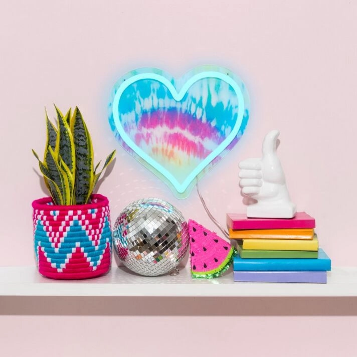 Tiedye Heart Neon Sign brings artistic flair to teen rooms