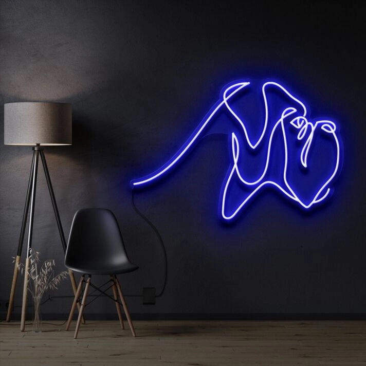 Boxer Line Art Neon Sign for Pet and Sports Enthusiasts