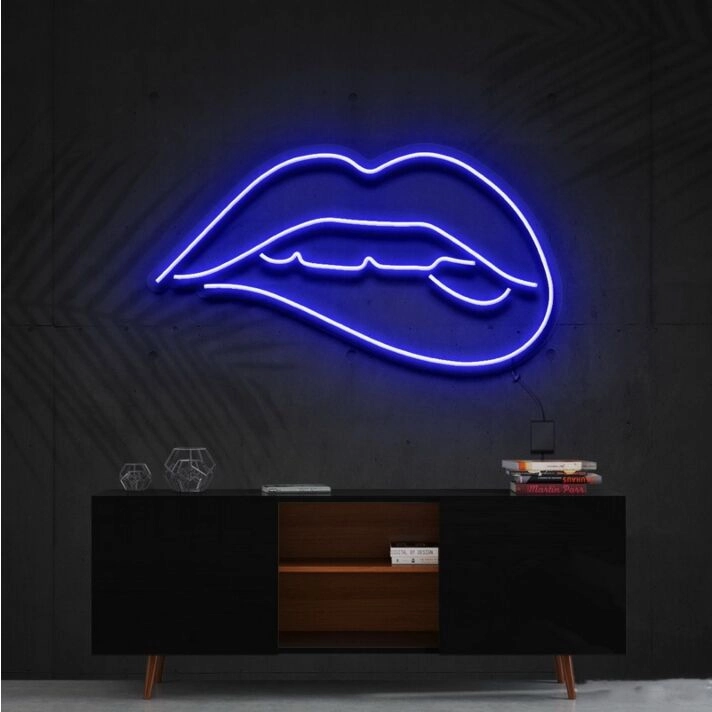 Lips Biting Neon Sign for Bold and Artistic Decor