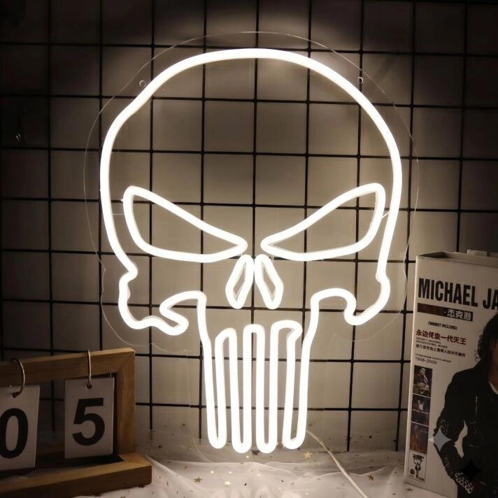 Skull Sign Neon Sign for Halloween and Bold Decor