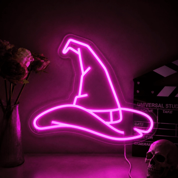 Witch Hat Neon Sign for Halloween Decor