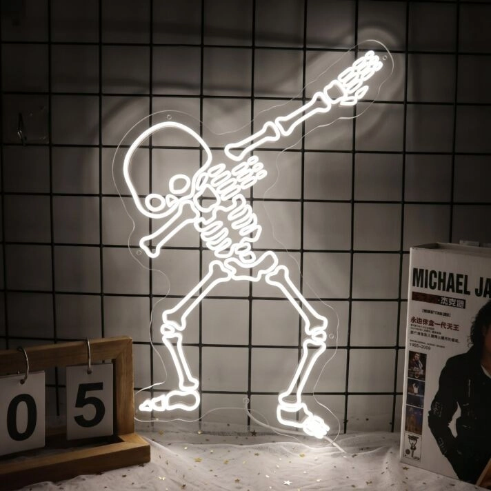 Dabbing Skeleton Neon Sign Add a fun touch to your Halloween decor