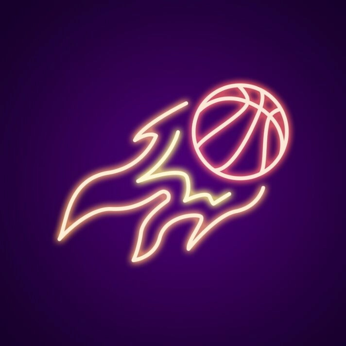 Basketball On Fire Neon Sign Ignite your sports decor with fiery energy