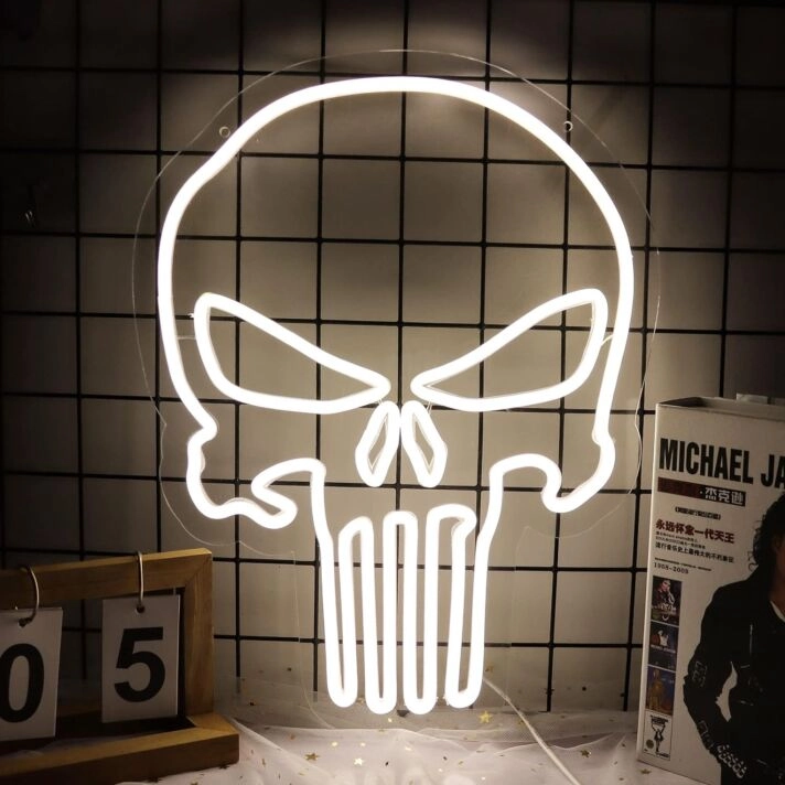 Skull Multicolor Bedroom Neon Sign Edgy Room Decor