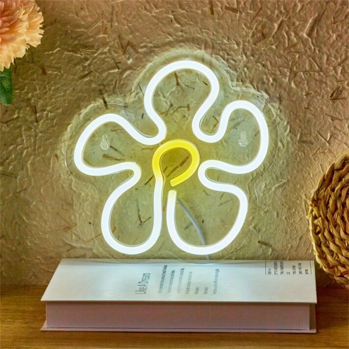 Brighten Your Space: Flower Back Panel LED Neon Light Perfect for Weddings, Home Decor, and Chic Bars.