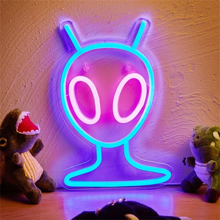 Brighten Up Your Space: LED Alien Neon Sign, Perfect for Home Decor, Offices, Bars, and Themed Parties.